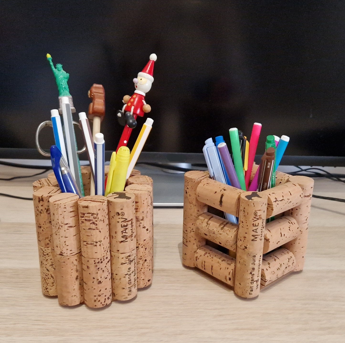 Pots à crayons ronds et carrés (lot de 2)